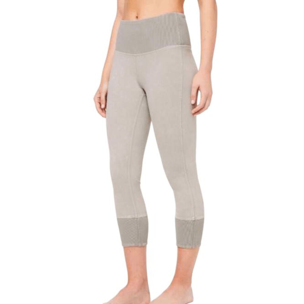 LULULEMON ATHLETICA Wunder Under Crop 23' 'Ribbed In Washed French Clay Size 4